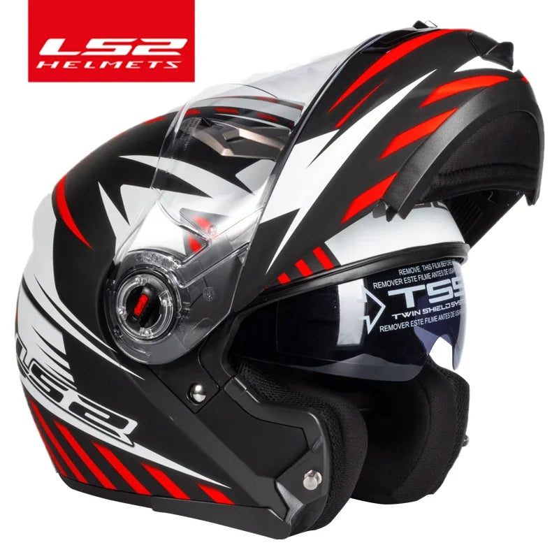 Capacete Original LS2 FF370 Flip Up Motorcycle Helmet LS2 Dual Lens Modular Helmets with Sun Visor Casco Moto