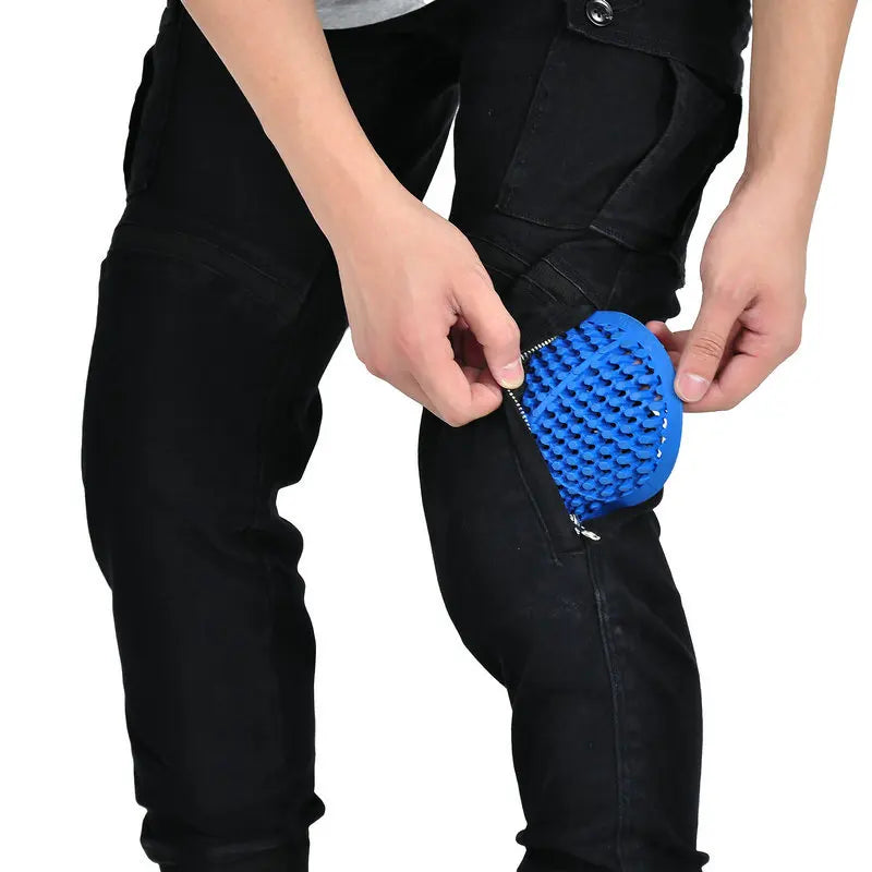 Men's Motorcycle Riding Jeans Windproof Casual Motorcycle Pants Anti-drop Workwear Pants with Adjustable Protective Gear