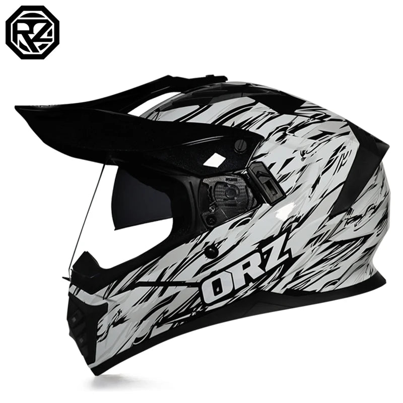 ORZ off-road ATV motorcycle helmet certified with brown lens, full face CASCO off-road motorcycle anti glare