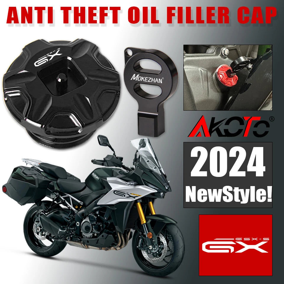 Motorcycles CNC Anti theft Oil Filler Cap Engine Oil Plug Cover For Suzuki GSX-S1000GX GSXS 1000 GX 1000GX GSXS1000GX 2024+