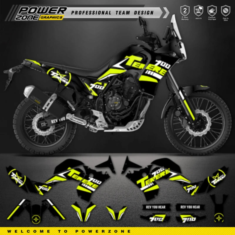 PowerZone for Custom Team Graphics Backgrounds Decals Stickers Kit For YAMAHA TENERE T 700 2018-2022 Decals Stickers 002