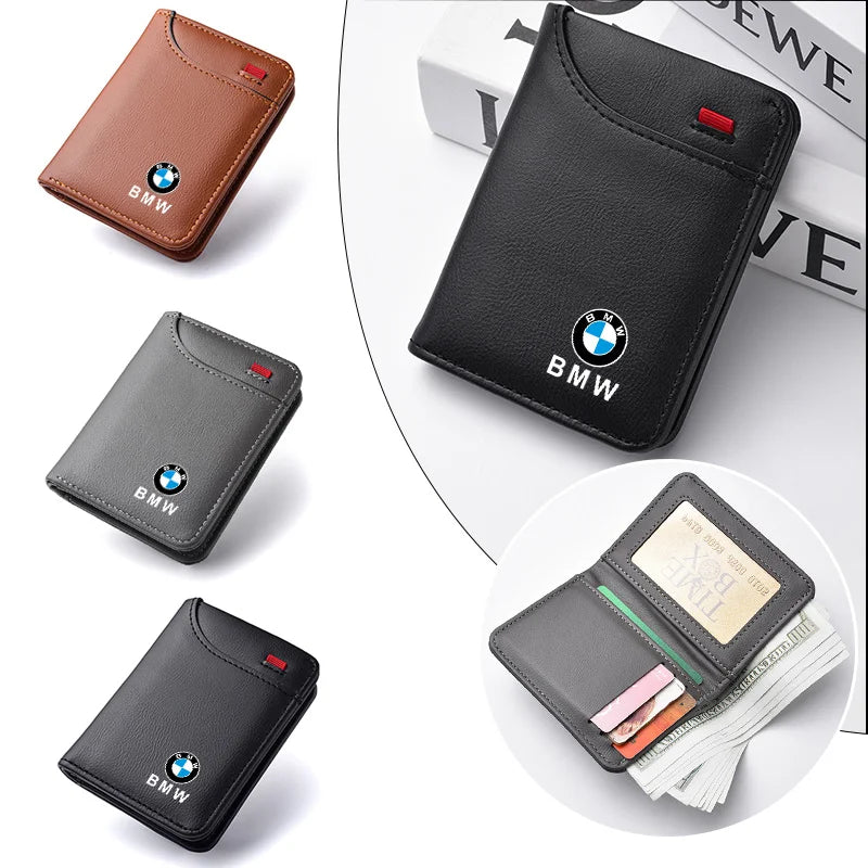 Leather Car Logo Wallet Credit Card Purse Portable Small Wallet For BMW E87 E90 E60 I01 F25 F26 F44 F45 E36 E34 E39 F10 F30 F20