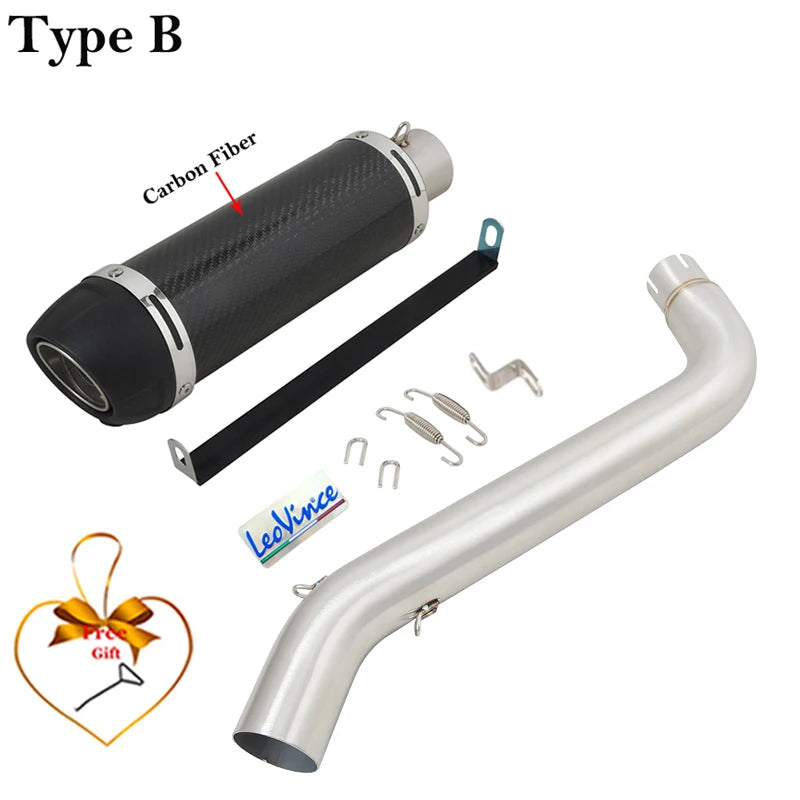 For VOGE DS525X DS 525X 2023 2024 Motorcycle Exhaust Leovince Escape Systems Modify Mid Link Pipe Carbon Fiber Muffler DB Killer