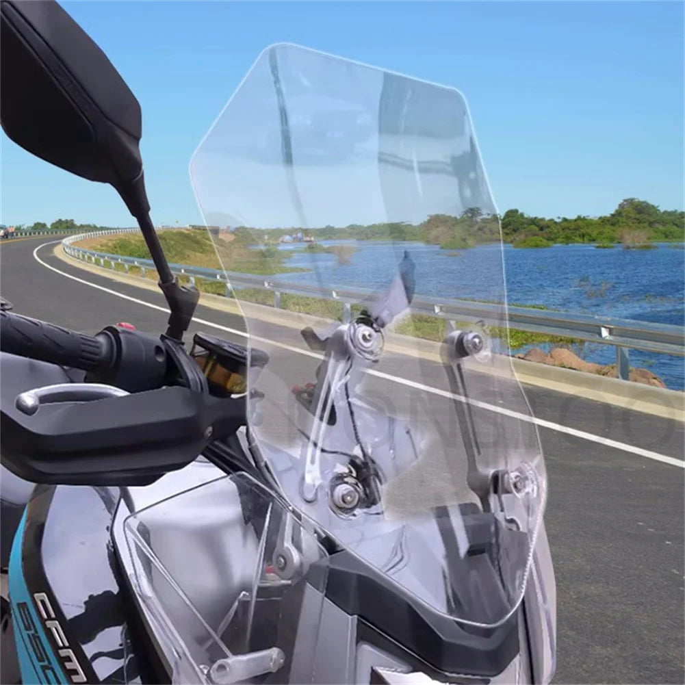 54cm/59cm/64CM Height Motorcycle Accessories Windshield Hd Transparent Heighten for Cfmoto 650mt Cf650-3 Grey/Transparent