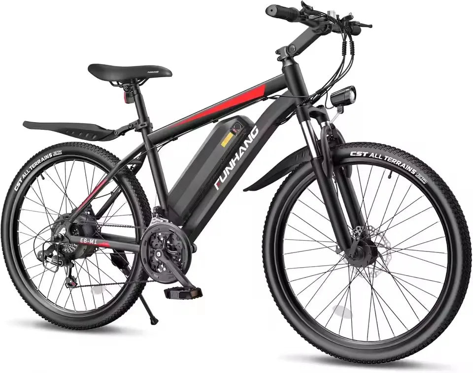 Electric Bike, Peak 1000W Ebike, 26 "Electric Mountain Bike 48V 374.4WH Battery with Adjustable Stemm, Commuter E Bike