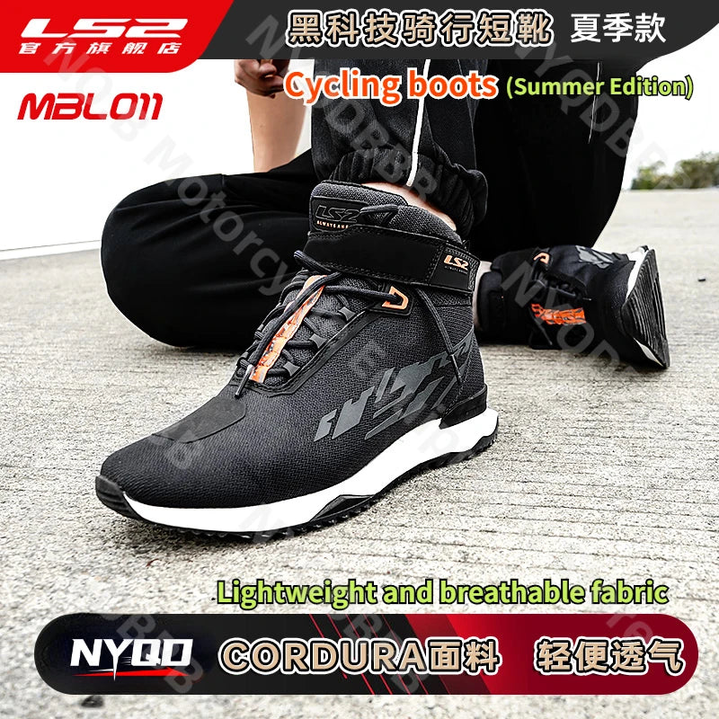 LS2 Summer Motorcycle Riding Boots Anti Fall and Wear-resistant Road Short Boots Motorcycle Travel Commuting Riding Shoes