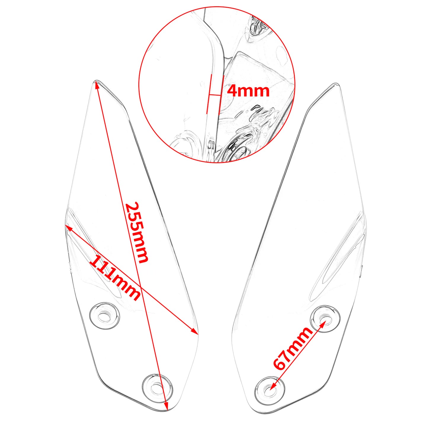 WOLFLINE Fuel Tank Side Deflector Windscreen Side Wind Deflector Panels For BMW R1200 R1250 GS ADV 2014-2024 Motorbike Parts