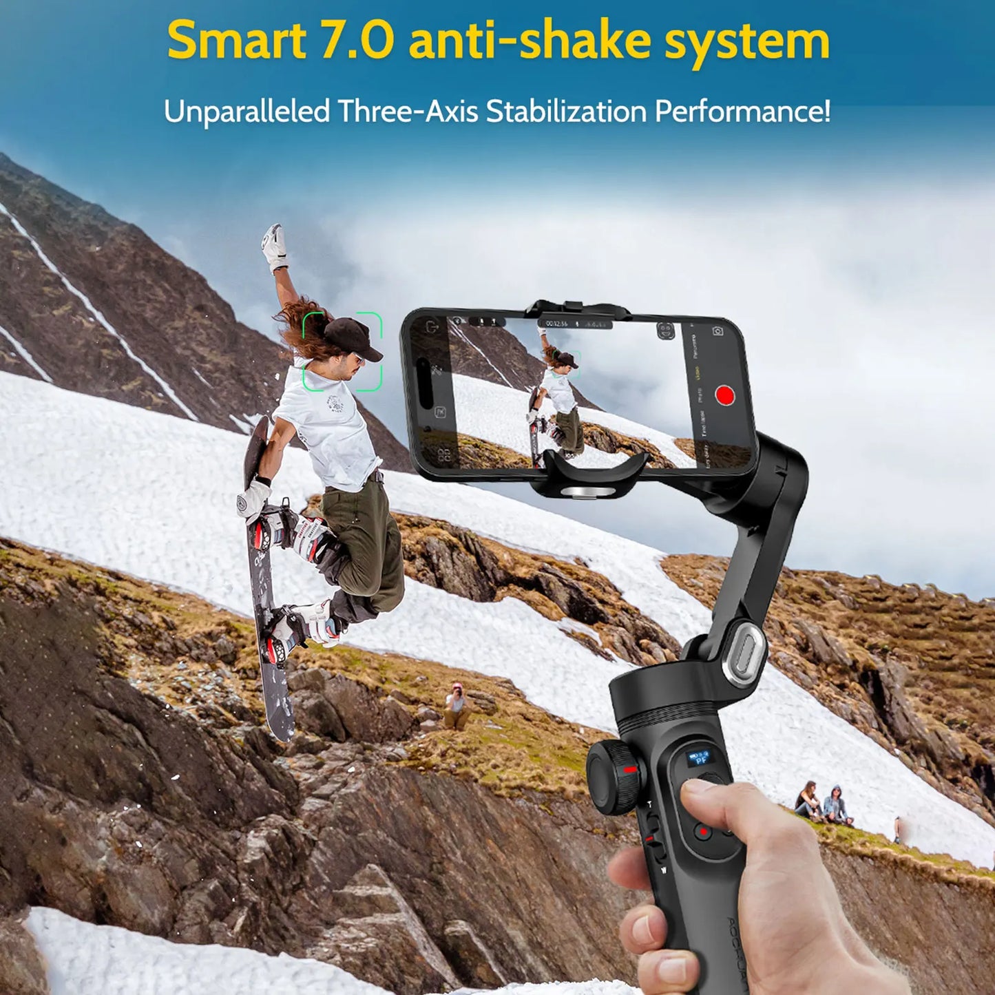 AOCHUAN Smart XPro Smartphone Gimbal Stabilizer LED Lights OLED ScreenThree Axis Gimbal Gesture Controls for Android and iPhone