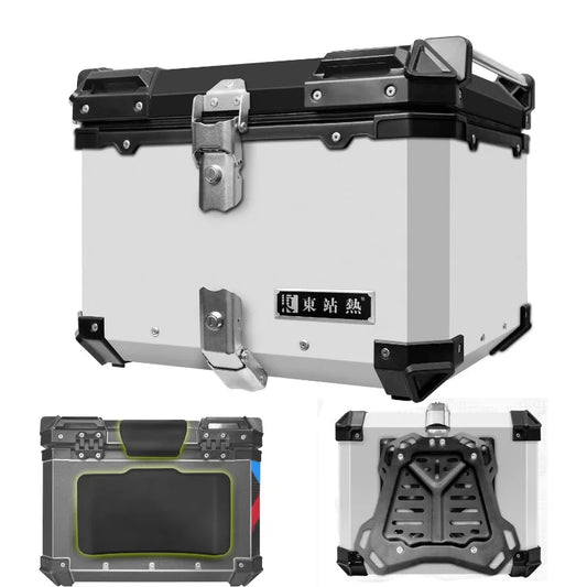 40L Aluminum Alloy Motorcycle Rear Top Case Luggage Storage Tail Box Waterproof Trunk Tool Box Motorcycle Universal Rear Cases
