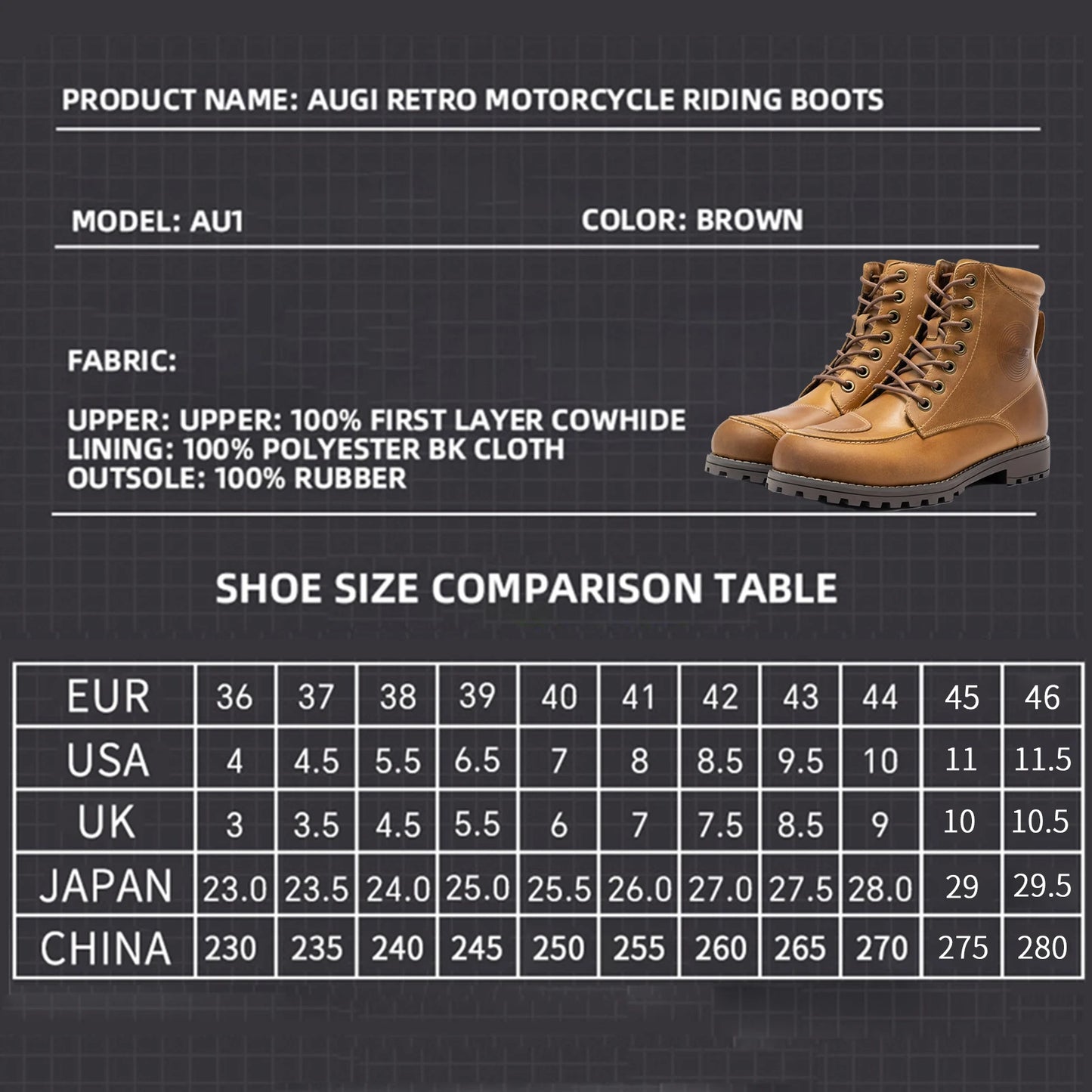 Retro Cowhide Motorcycle Boots for Men Women Anti-Fall Vintage Motocross Riding Gear Casual Wear-Resistant Commuting Footwear