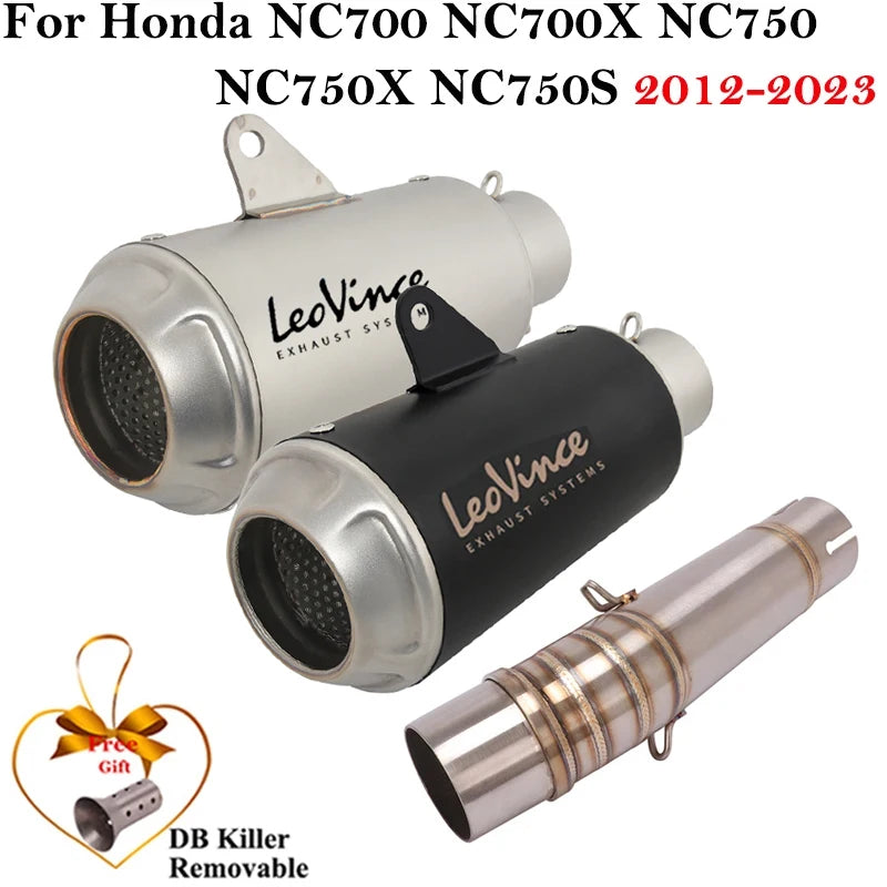 Slip-On Muffler For HONDA NC700 NC700S NC700X NC750 NC750X Leo Vince Motorcycle Exhaust Escape Moto DB Killer Modify Link Pipe