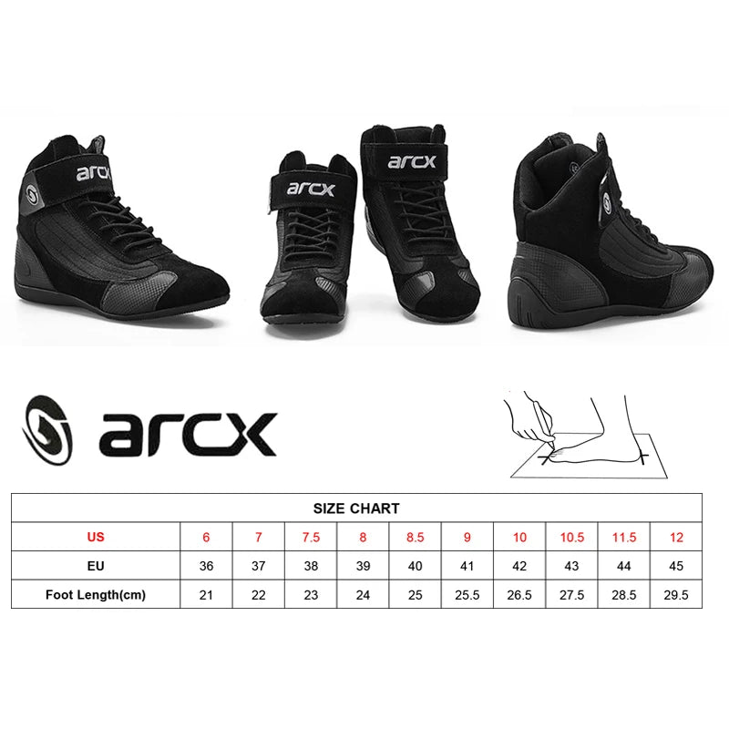 ARCX Motorcycle Cow Leather ankle shoes Motorbike Genuine Chopper Cruiser Touring Racing boot Riding shoes