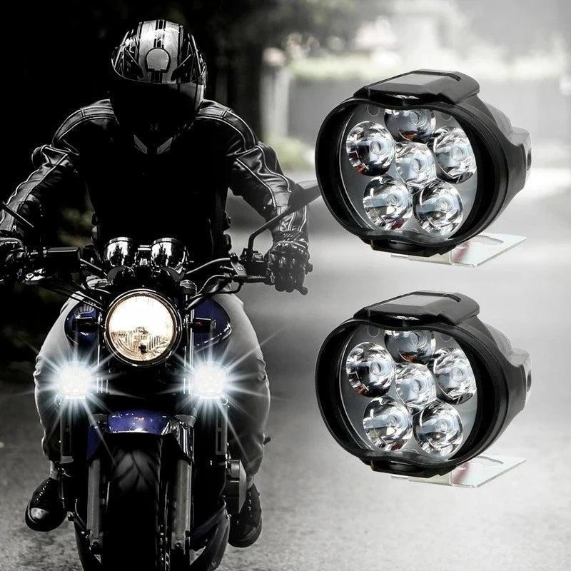 6 LED Motorcycle Headlight Mirror Fog Spot Head Light Spotlight Universal Scooter Fog Spotlight 6000K Lamp Motorcycle Work Light