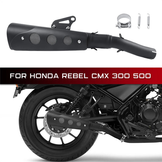 For Honda CMX 300 CMX 500 Rebel 2017-2023 Motorcycle Exhaust Slip-on Muffler Pipe Tube with Heat Shield Cover Kit