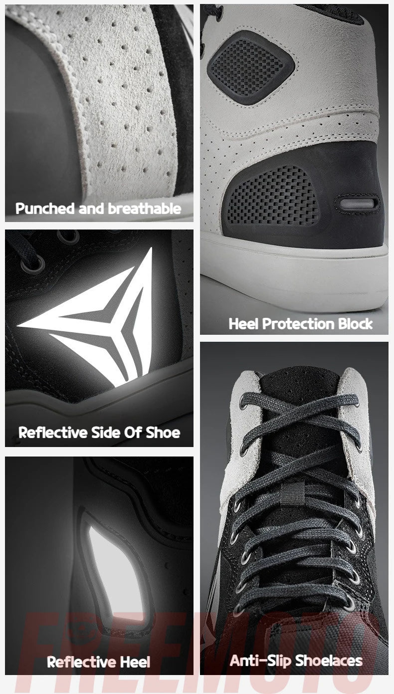 MOTOWOLF Motorcycle Boots Summer Breathable Leather Ventilated Riding Shoes Retro Anti-Slip Off-road Biker Shoes for Men Women