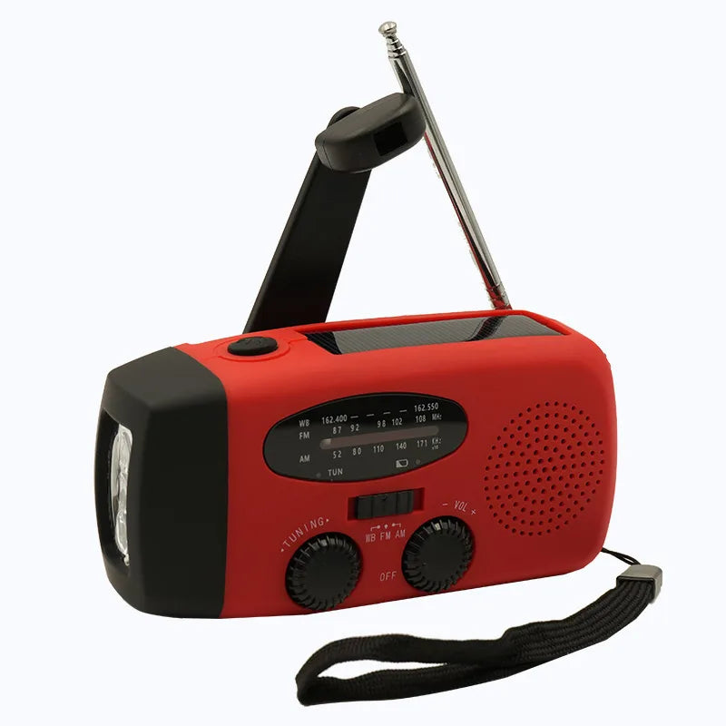 2000mAh Emergency Radio Multifunctional Solar Hand Crank portable Radio FM AM WB NOAA Weather Radio USB Charging 3 LED Flashligh