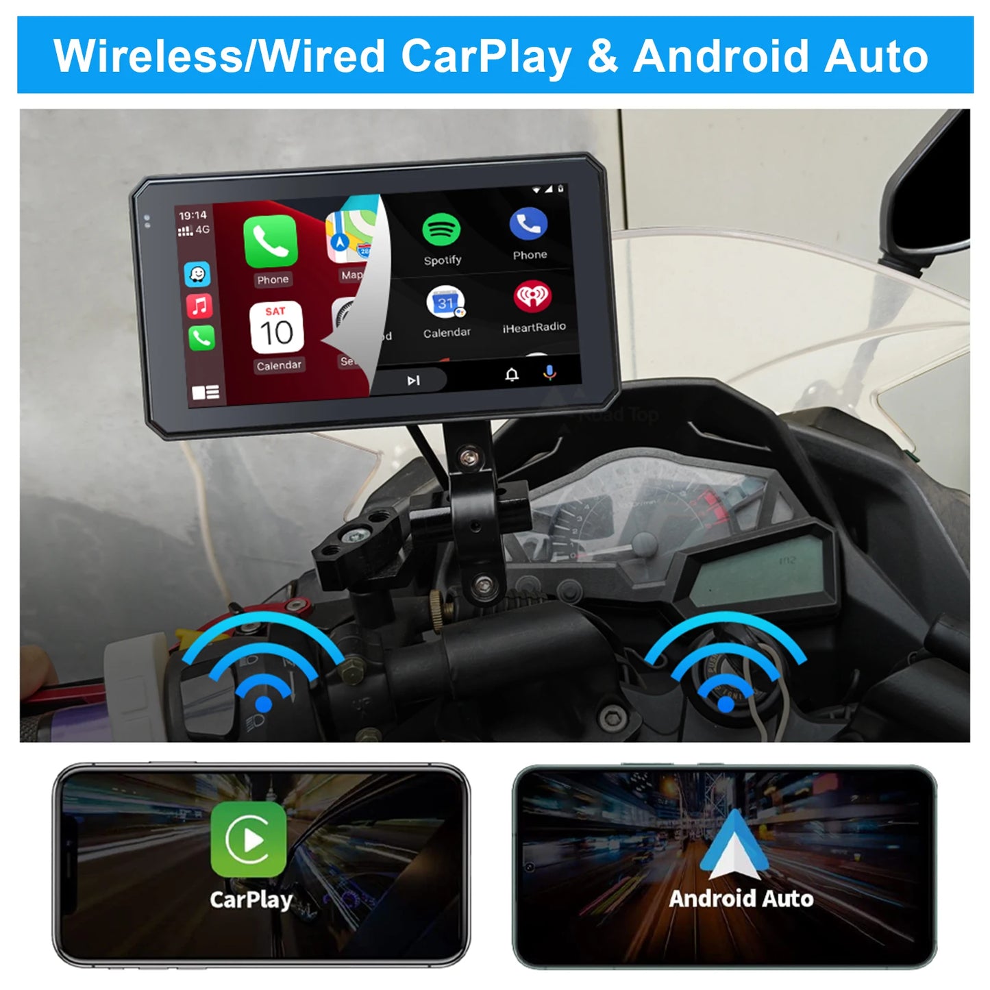 5.98 Inch Motorcycle Carplay & Android Auto GPS Navigation Motorbike DVR Driving Recorder Waterproof IPX7 Dual Bluetooth