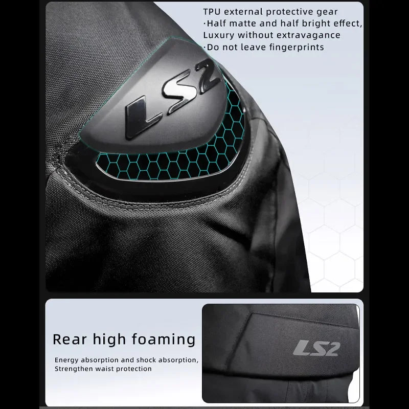 LS2 Winter Waterproof Motorcycle Jacket Men Women CE Certified Riding Jacket Warm Protective Gear with Removable Thermal Liner