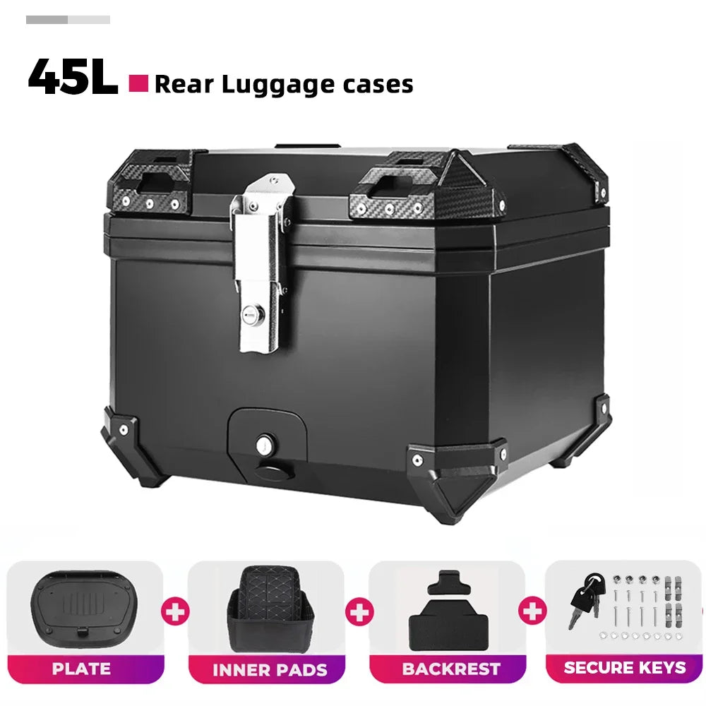 45L Motorcycle Helmet Box Universal Top Tail Rear Luggage Storage Tool Cases Lock For BMW R1200GS R1250GS R1200GS 1200 GS LC ADV