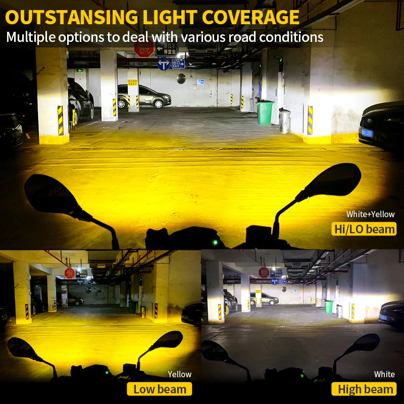 1 Set LED Universal Motorcycles Headlight Dual Color Fog Light UTV Truck ATV Car for Aprilia RS660/RSV4 1100/Factory/Tuareg 660