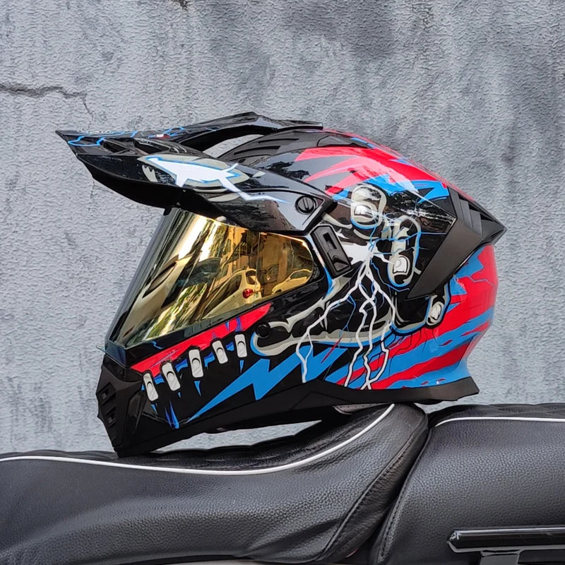 ORZ off-road ATV motorcycle helmet certified with brown lens, full face CASCO off-road motorcycle anti glare