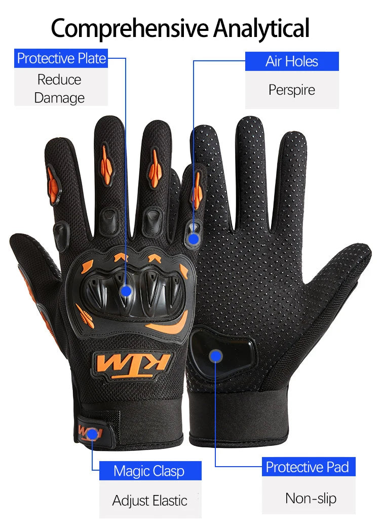 KTM off-road gloves, breathable full finger bicycle gloves, motorcycle anti fall rider gloves, outdoor sports gloves