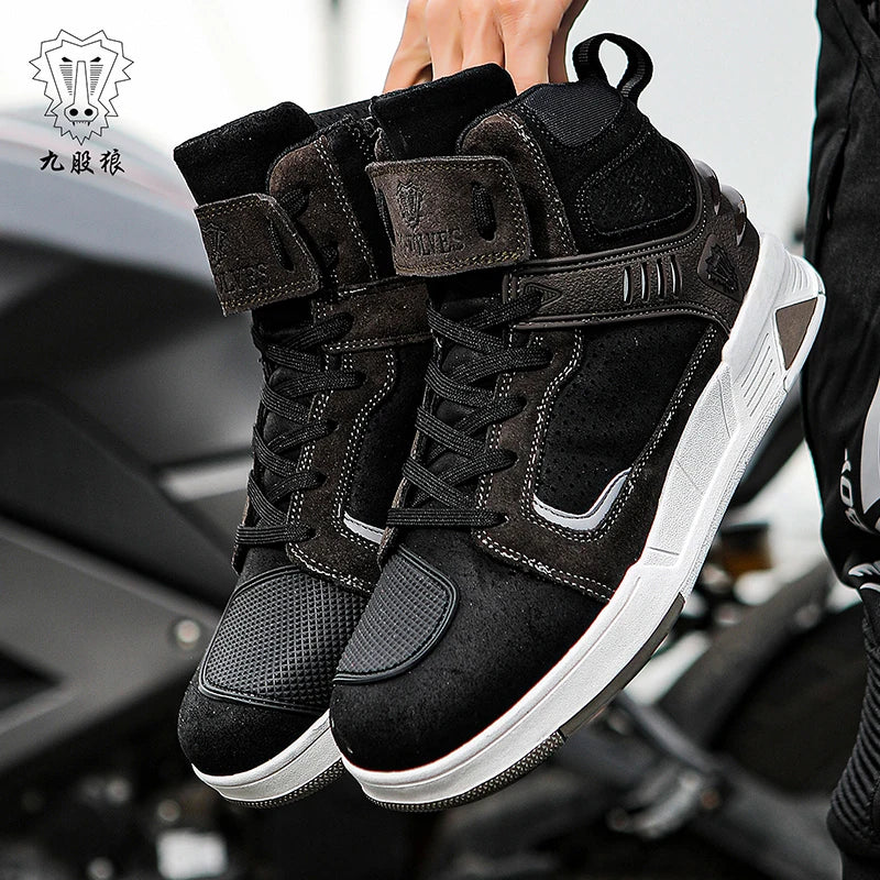 Motorcycle Rider Protective Boots Men's and Women's New Casual Breathable Sports Shoes Microfiber Motorcycle Shoes