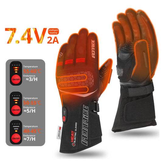 Motorcycle Heated Gloves Winter Heated Moto Gloves Warm Waterproof Rechargeable For Snowmobile Heating Thermal Gloves