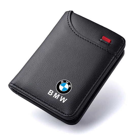 Leather Car Logo Wallet Credit Card Purse Portable Small Wallet For BMW E87 E90 E60 I01 F25 F26 F44 F45 E36 E34 E39 F10 F30 F20