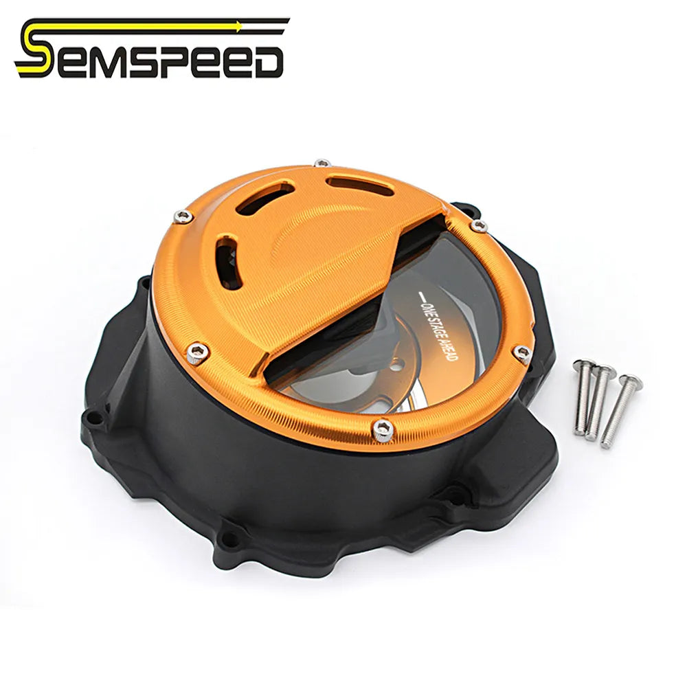 SEMSPEED For CFMOTO 800NK 2023 Transparent Clutch Cover Motorcycle Engine Protector Guard Pressure Plate Kit Clear CNC Aluminum
