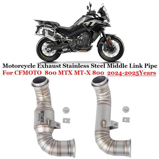 Slip On For CFMOTO 800 MTX MT-X800 MTX800 2024 2025 Stainless Steel Middle Link Pipe Motorcycle Exhaust System Escape Muffler