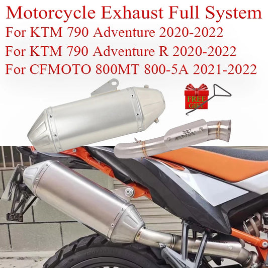 Motorcycle Exhaust Full System Link Pipe Slip On For KTM 790 890 adv 2019-2022 For CFMOTO 800MT 2021-2022 Modified Moto Escape