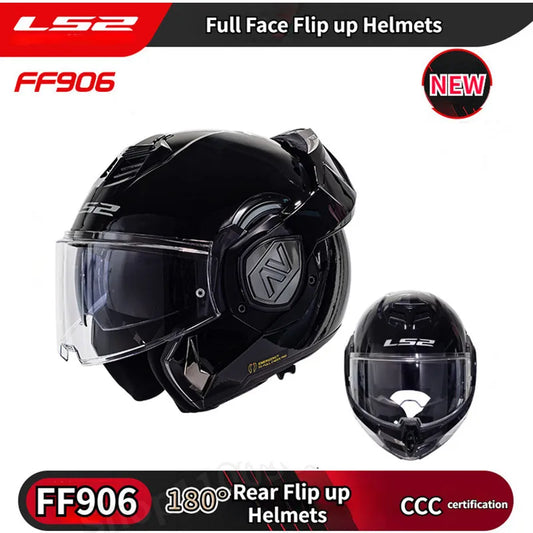 Original LS2 FF906 Advant Full Face 180 Degree Rear Flip Up Motorcycle Modular Double Lens Helmets for Men Women Universal