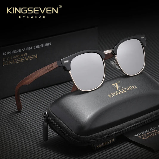 KINGSEVEN Walnut Wood Sunglasses for Man  And Women Polarized Sun Glasses UV400  Protection Eyewear Accessory