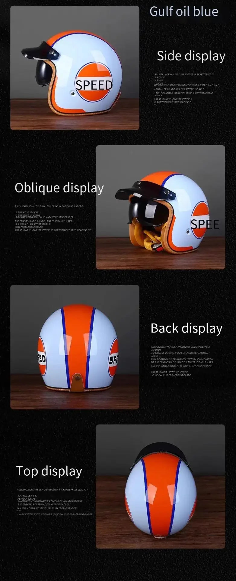 Retro Motorcycle Helmet Three-Quarter Bike Headwear for Men And Women Electric Vehicle Built-in Windshield Cruising Helmet