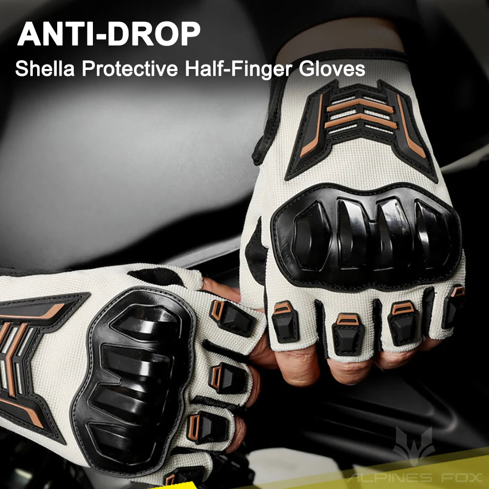 Summer Half Finger Motorcycle Gloves Fingerless Breathable Motorbike Motocross Racing Gloves Men Mesh Touch Screen Riding Glove