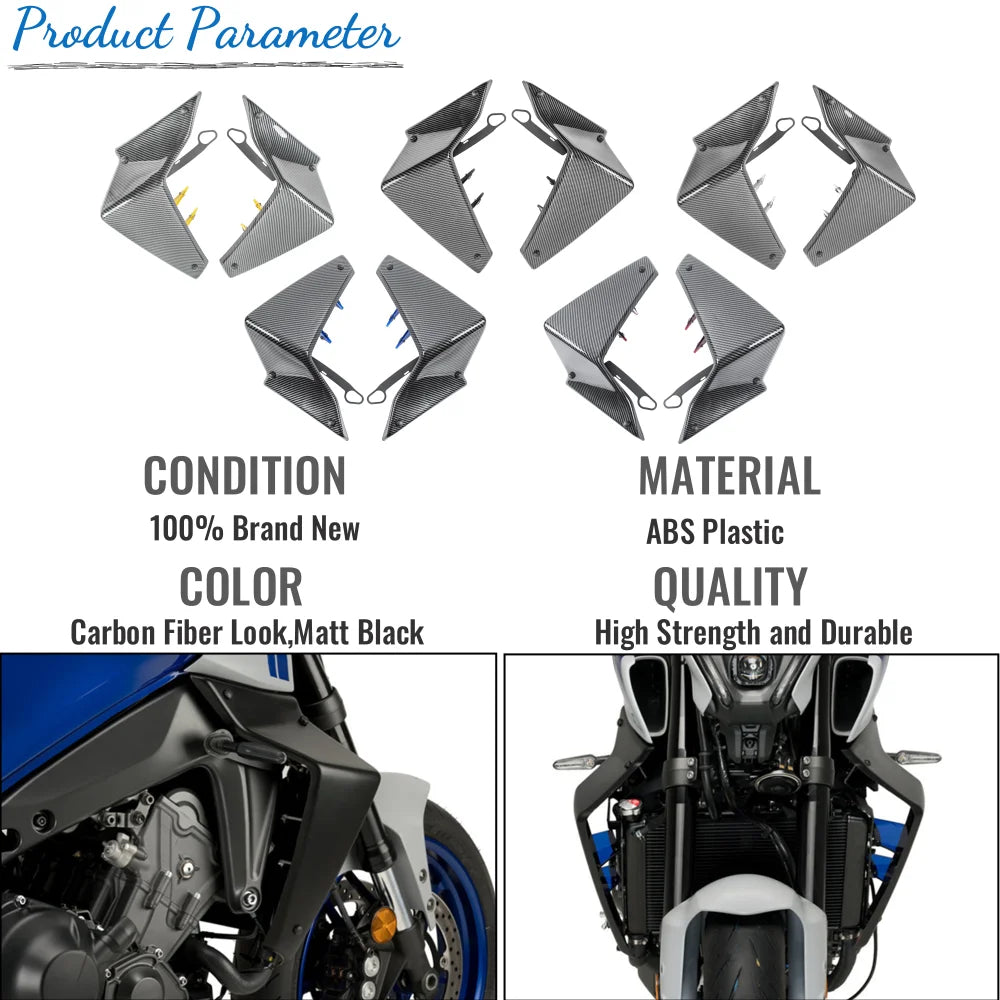 For Yamaha MT-09 MT 09 2021 2022 2023 MT09 Side Downforce Naked Spoilers Fixed Winglet Fairing Wings Motorcycle Accessories