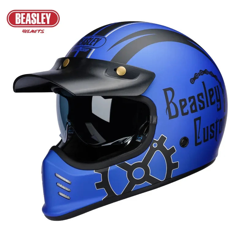 Beasley DOT ECE Approved  Vintage Full Face Helmet Motorcycle De Moto Capacete Jet Helmet Motorbike All Seasons