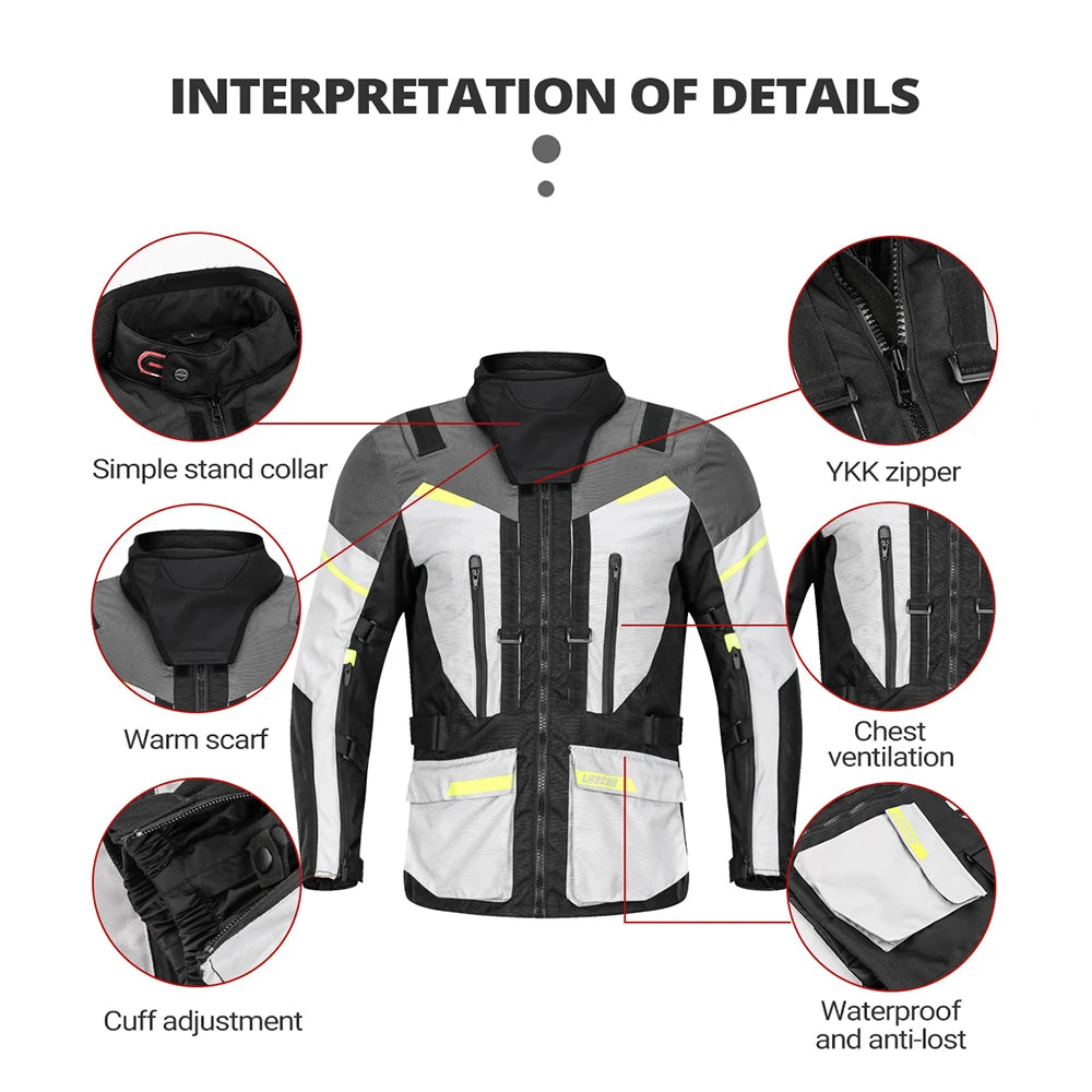 Motorcycle Jacket Pants Suit Autumn Winter Waterproof Cold-proof Motorbike Riding Moto Jacket Touring CE Protective Gear