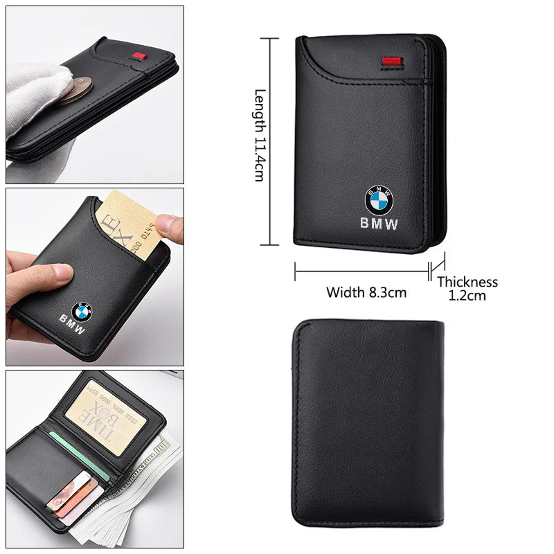 Leather Car Logo Wallet Credit Card Purse Portable Small Wallet For BMW E87 E90 E60 I01 F25 F26 F44 F45 E36 E34 E39 F10 F30 F20