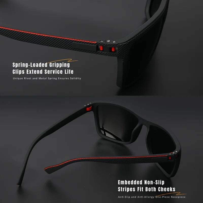 3pcs New Square Sunglasses Full Frame Polarized Spring Hinge Lightweight Unisex for Driving Fishing Sports Fashion