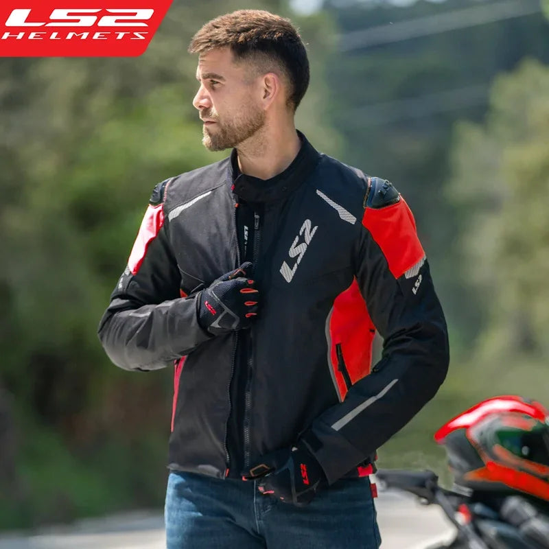 LS2 Winter Waterproof Motorcycle Jacket Men Women CE Certified Riding Jacket Warm Protective Gear with Removable Thermal Liner