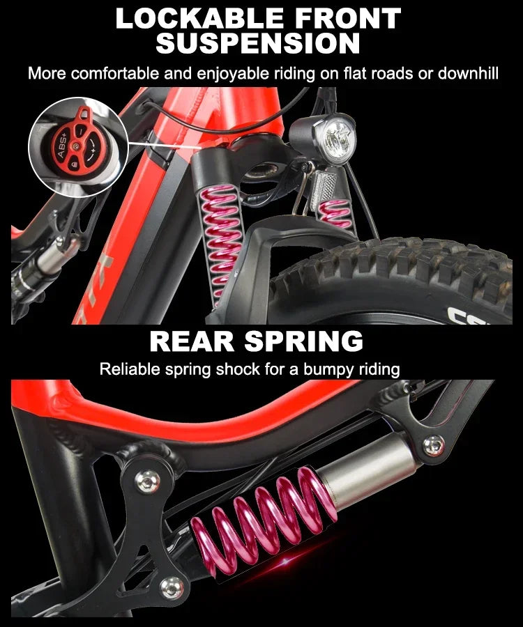 2025 New Heda-TX19 Electric Bicycle 1000W 48V19.2AH Hydraulic Brake Ebike with Full Suspension  27 Gears Shift Free Rack