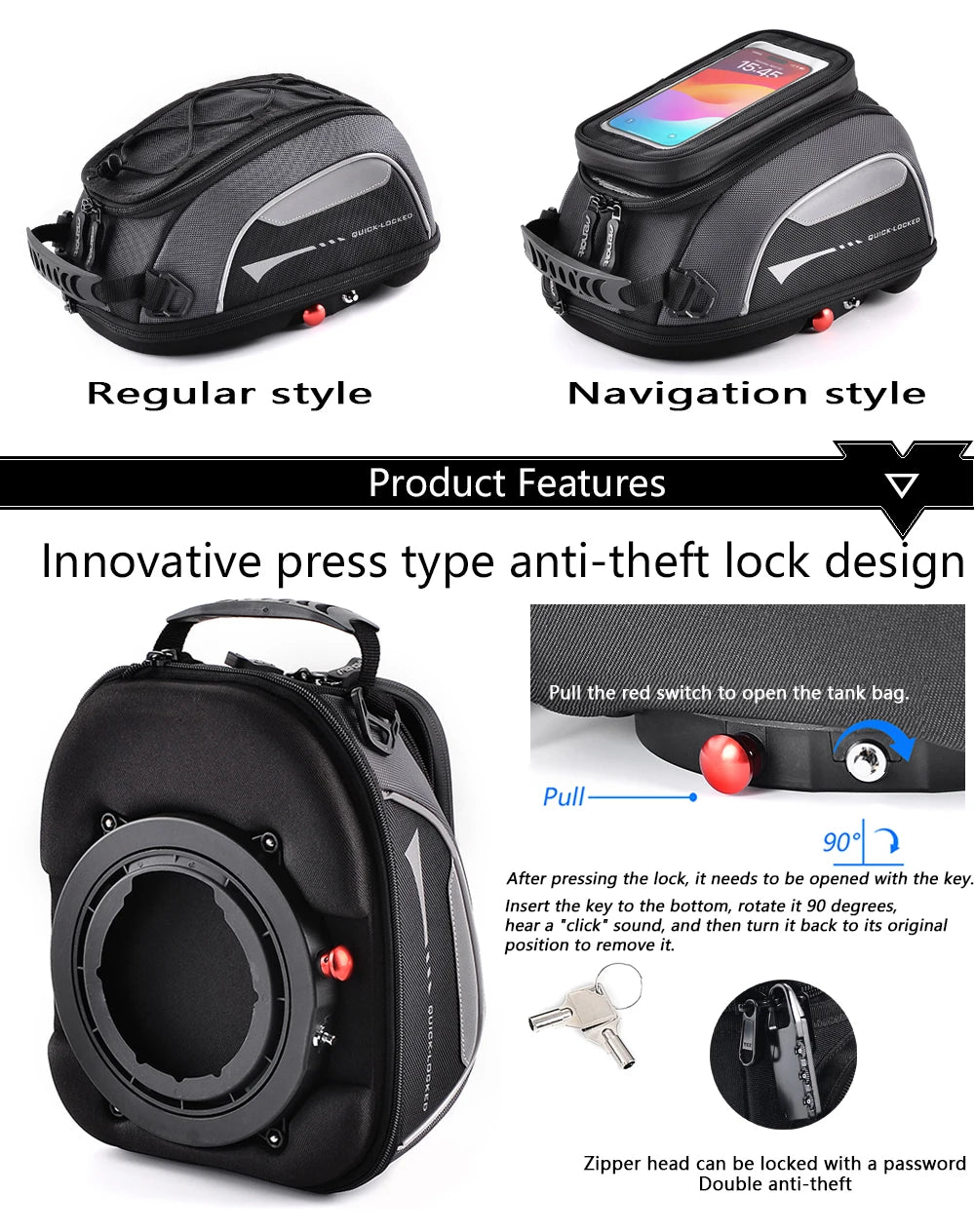Tank Bag for Honda CRF1000L  Africa Twin Adventure Sports XL 750 Transalp Quick Lock Fuel Luggage Carrie Top Case Waterproof