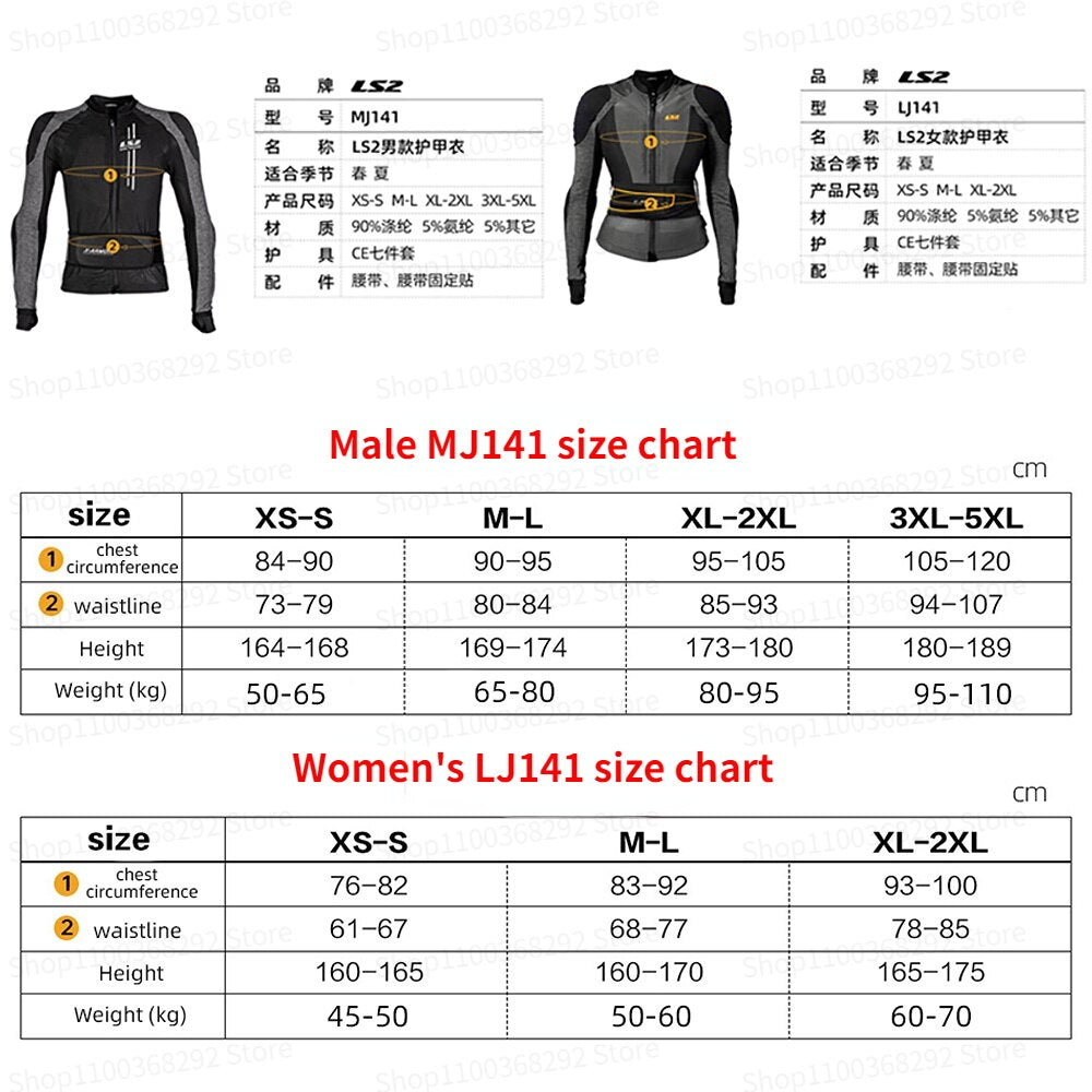 LS2 Motorcycle Soft Armor Unisex Moto Jacket Motocross Riding Protective Gear Chest Shoulder Protection CE Certification