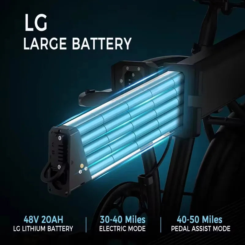 IDOTATA Ebike A2 Electric Bike 750W Motor 48V 20AH Lithium Battery Electric Bicycle Folding 20Inch Fire Tire Adult MTB E-bike