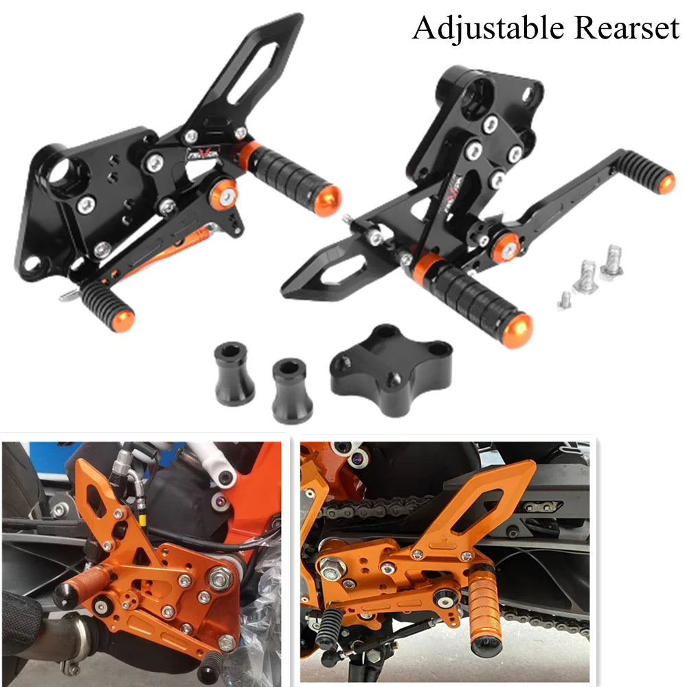 Motorcycle Adjustable Footrests Rearset for KTM Duke 125 200 250 390 2018 - 2023 2020 2021 2022 Footpegs Shifter Rod Rearsets