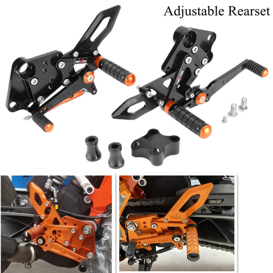 Motorcycle Adjustable Footrests Rearset for KTM Duke 125 200 250 390 2018 - 2023 2020 2021 2022 Footpegs Shifter Rod Rearsets