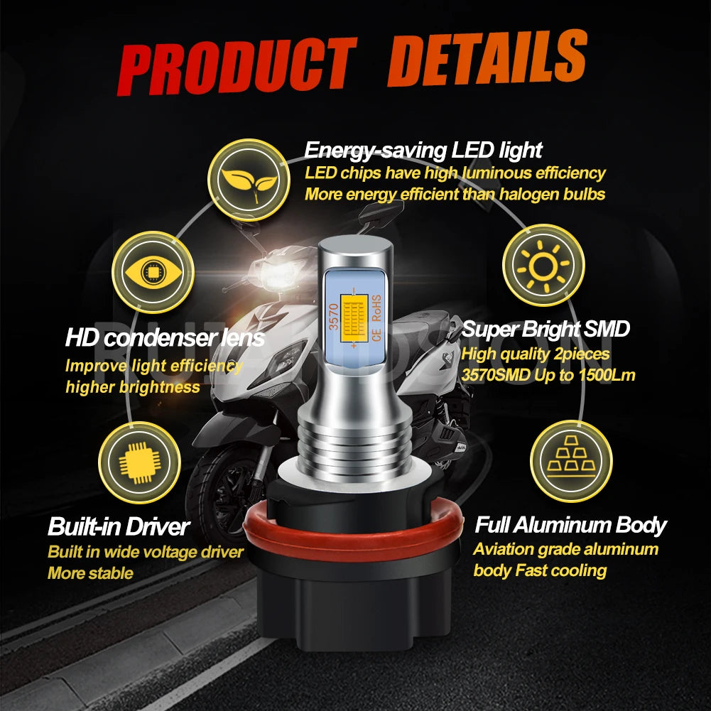 HS5 Motorcycle LED Head Light White Yellow Headlight Bulb Led Headlight Lamp Hi/Lo Beam For Honda PCX125 PCX150 2008 - 2012