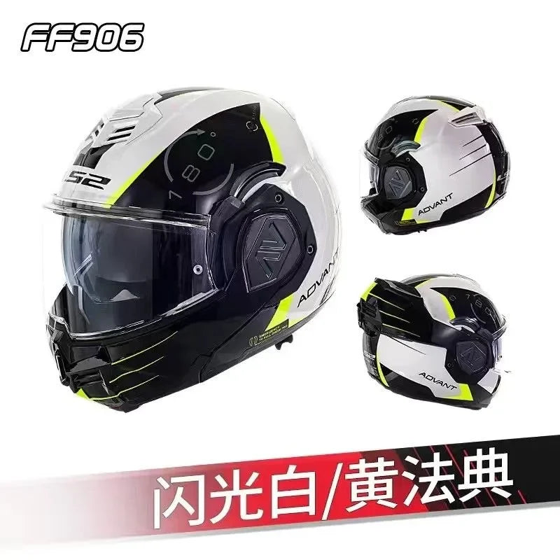 LS2 FF906 Advant Flip Up Full Face Helmets Motorcycle Modular Double Visor Helmet built-in Lens ECE Capacete Casque Casco Moto